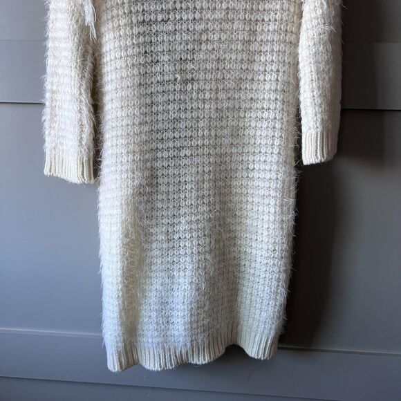 Volcom Sweater Womens XS Small White Fringe Open Front Long Cardigan 80741511 - Picture 7 of 16